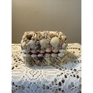 Handmade Sea Shell Embellished Jewelry Box or Keepsake Box Nautical Home Decor